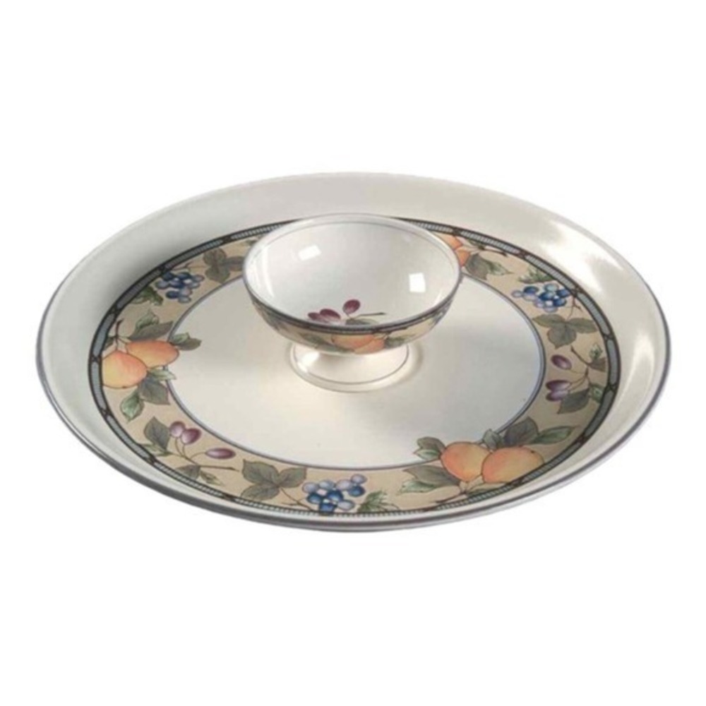 Mikasa Intaglio CAC29 GARDEN HARVEST Chip & Dip Platter & Bowl Set